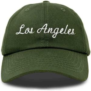 imageDALIX Los Angeles Embroidered Cotton Dad Cap Summer LA Baseball HatOlive