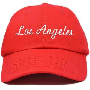 imageDALIX Los Angeles Embroidered Cotton Dad Cap Summer LA Baseball HatRed
