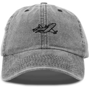 imageDALIX Jet Fighter Embroidered Cap Cotton Baseball Hat Airplane Jet MenWashed Black