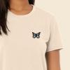 imageDALIX Butterfly Embroidered Cropped Flowy Soft Cotton Short Sleeve T Shirt WomensHeather Dust