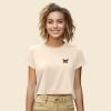 imageDALIX Butterfly Embroidered Cropped Flowy Soft Cotton Short Sleeve T Shirt WomensHeather Dust