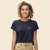 imageDALIX Butterfly Embroidered Cropped Flowy Soft Cotton Short Sleeve T Shirt WomensHeather Navy