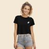 imageDALIX Ghost Embroidered Cropped Flowy Soft Cotton Short Sleeve T Shirt WomensBlack