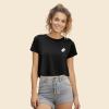 imageDALIX Ghost Embroidered Cropped Flowy Soft Cotton Short Sleeve T Shirt WomensDark Heather