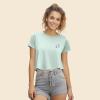 imageDALIX Ghost Embroidered Cropped Flowy Soft Cotton Short Sleeve T Shirt WomensDusty Blue