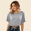 imageDALIX Ghost Embroidered Cropped Relaxed Cropped Soft Lightweight Loose T Shirt WomensAthletic Heather