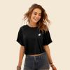 imageDALIX Ghost Embroidered Cropped Relaxed Cropped Soft Lightweight Loose T Shirt WomensBlack