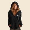imageDALIX Ghost Embroidered Fleece Zip Washed Hoodie Cold Fall Winter WomenBlack
