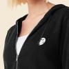 imageDALIX Ghost Embroidered Fleece Zip Washed Hoodie Cold Fall Winter WomenBlack