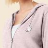 imageDALIX Ghost Embroidered Fleece Zip Washed Hoodie Cold Fall Winter WomenBlush