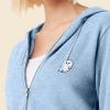 imageDALIX Ghost Embroidered Fleece Zip Washed Hoodie Cold Fall Winter WomenMisty Blue