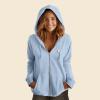 imageDALIX Ghost Embroidered Fleece Zip Washed Hoodie Cold Fall Winter WomenMisty Blue