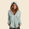 imageDALIX Ghost Embroidered Fleece Zip Washed Hoodie Cold Fall Winter WomenSage