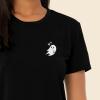 imageDALIX Heartly Ghost Embroidered Cropped Flowy Soft Cotton Short Sleeve T Shirt WomensBlack