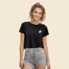imageDALIX Heartly Ghost Embroidered Cropped Flowy Soft Cotton Short Sleeve T Shirt WomensDark Heather