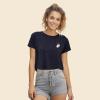 imageDALIX Heartly Ghost Embroidered Cropped Flowy Soft Cotton Short Sleeve T Shirt WomensHeather Navy