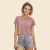 imageDALIX Heartly Ghost Embroidered Cropped Flowy Soft Cotton Short Sleeve T Shirt WomensMauve