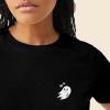 imageDALIX Heartly Ghost Embroidered Soft Cotton Short Sleeve T Shirt WomensBlack