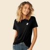 imageDALIX Heartly Ghost Embroidered Soft Cotton Short Sleeve T Shirt WomensBlack