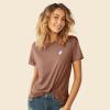 imageDALIX Heartly Ghost Embroidered Soft Cotton Short Sleeve T Shirt WomensChestnut