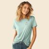 imageDALIX Heartly Ghost Embroidered Soft Cotton Short Sleeve T Shirt WomensDusty Blue