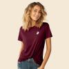imageDALIX Heartly Ghost Embroidered Soft Cotton Short Sleeve T Shirt WomensMaroon