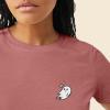 imageDALIX Heartly Ghost Embroidered Soft Cotton Short Sleeve T Shirt WomensMauve