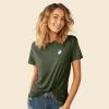 imageDALIX Heartly Ghost Embroidered Soft Cotton Short Sleeve T Shirt WomensMilitary Green