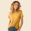 imageDALIX Heartly Ghost Embroidered Soft Cotton Short Sleeve T Shirt WomensMustard