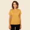 imageDALIX Heartly Ghost Embroidered Soft Cotton Short Sleeve T Shirt WomensMustard