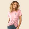 imageDALIX Heartly Ghost Embroidered Soft Cotton Short Sleeve T Shirt WomensPink