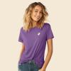 imageDALIX Heartly Ghost Embroidered Soft Cotton Short Sleeve T Shirt WomensPurple
