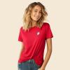 imageDALIX Heartly Ghost Embroidered Soft Cotton Short Sleeve T Shirt WomensRed