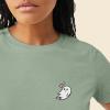 imageDALIX Heartly Ghost Embroidered Soft Cotton Short Sleeve T Shirt WomensSage