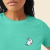 imageDALIX Heartly Ghost Embroidered Soft Cotton Short Sleeve T Shirt WomensTeal