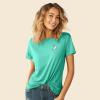 imageDALIX Heartly Ghost Embroidered Soft Cotton Short Sleeve T Shirt WomensTeal