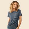 imageDALIX Heartly Ghost Embroidered Soft Cotton Short Sleeve T Shirt WomensVintage Navy