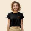 imageDALIX Rainbow Embroidered Cropped Flowy Soft Cotton Short Sleeve T Shirt WomensBlack