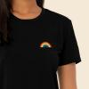 imageDALIX Rainbow Embroidered Cropped Flowy Soft Cotton Short Sleeve T Shirt WomensBlack