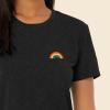 imageDALIX Rainbow Embroidered Cropped Flowy Soft Cotton Short Sleeve T Shirt WomensDark Heather