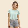 imageDALIX Rainbow Embroidered Cropped Flowy Soft Cotton Short Sleeve T Shirt WomensDusty Blue