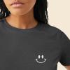 imageDALIX Smile Face Embroidered Soft Cotton Short Sleeve T Shirt WomensAsphalt Gray