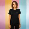 imageDALIX Smile Face Embroidered Soft Cotton Short Sleeve T Shirt WomensBlack
