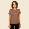 imageDALIX Smile Face Embroidered Soft Cotton Short Sleeve T Shirt WomensChestnut