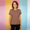 imageDALIX Smile Face Embroidered Soft Cotton Short Sleeve T Shirt WomensChestnut
