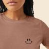 imageDALIX Smile Face Embroidered Soft Cotton Short Sleeve T Shirt WomensChestnut