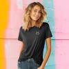 imageDALIX Smile Face Embroidered Soft Cotton Short Sleeve T Shirt WomensDark Gray