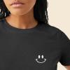 imageDALIX Smile Face Embroidered Soft Cotton Short Sleeve T Shirt WomensDark Gray