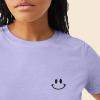 imageDALIX Smile Face Embroidered Soft Cotton Short Sleeve T Shirt WomensDark Lavender