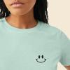 imageDALIX Smile Face Embroidered Soft Cotton Short Sleeve T Shirt WomensDusty Blue